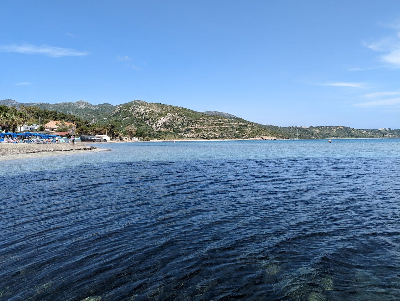 The beach at Katelios, Kefalonia, as seen from the old slipway