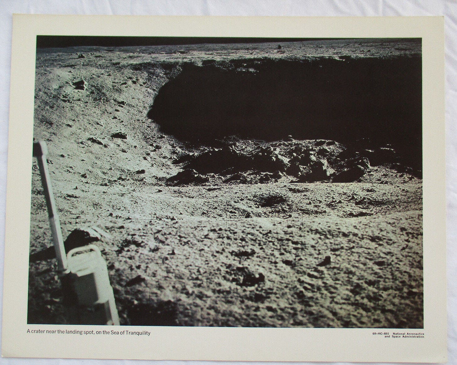 VINTAGE NASA PHOTO PRINT - SEA OF TRANQUILITY CRATER 69-HC-881 - Picture 1 of 3