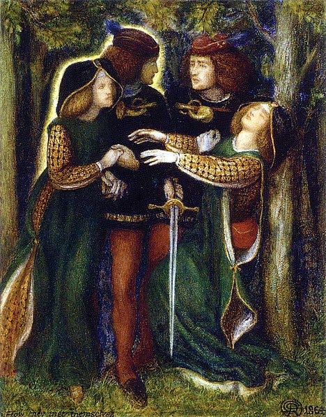 File:Dante Gabriel Rossetti - How They Met Themselves (1864).jpg -  Wikimedia Commons