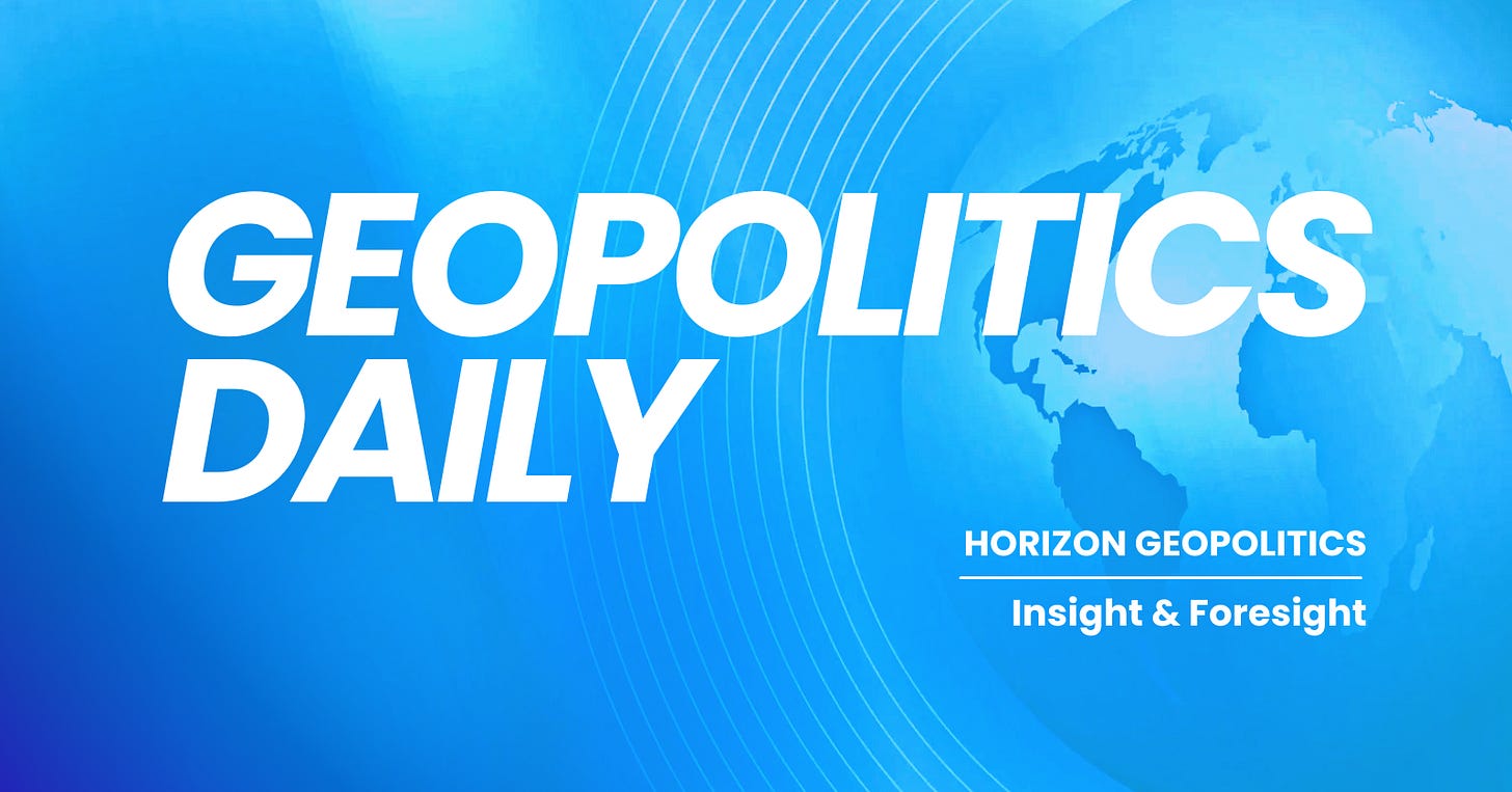 Geopolitics Daily cover image featuring a dynamic world map and Horizon Geopolitics branding, with expert insights and strategic foresight by Paulo Aguiar.