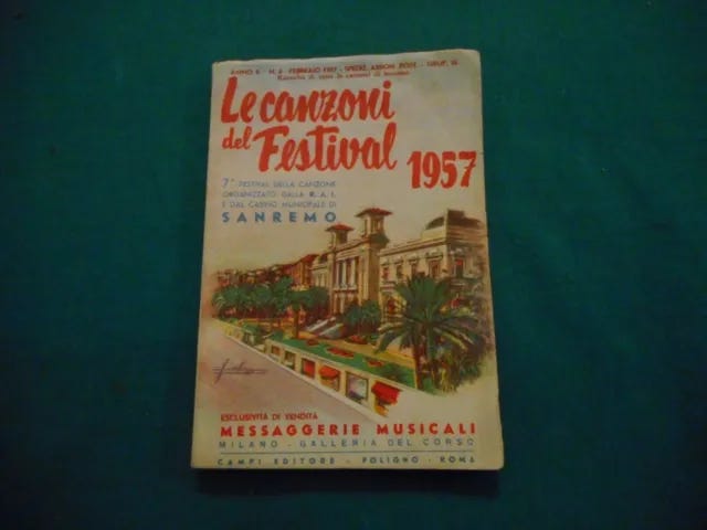 LE CANZONI DEL FESTIVAL DI SANREMO 1957 Anno 9 N. 2 02/1957 Campi Edit. RM