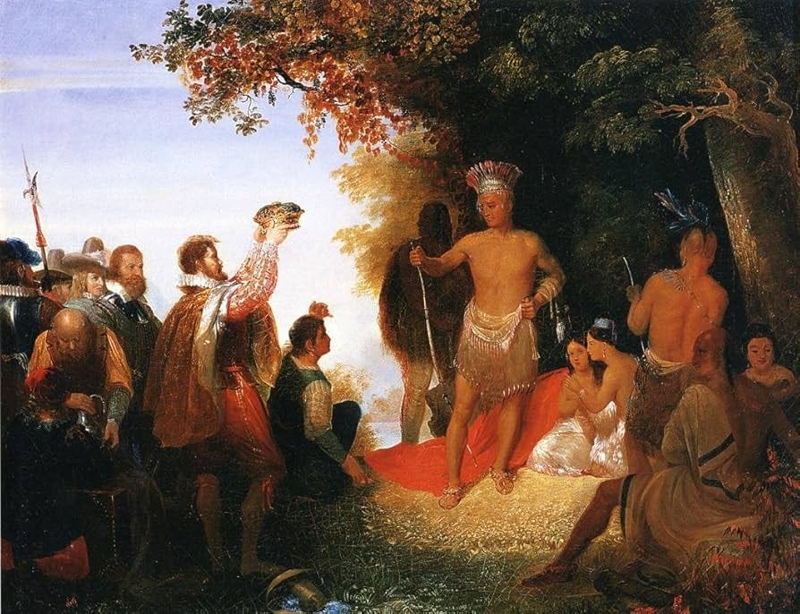 The Coronation of Powhatan by John Gadsby Chapman - 20" x 25" Premium  Canvas Print