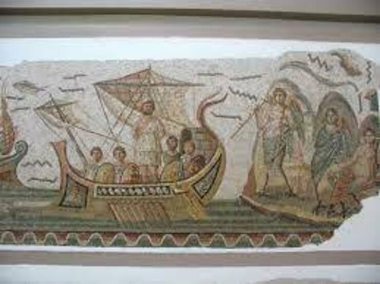 Mosaic depicting the voyage of Odysseus