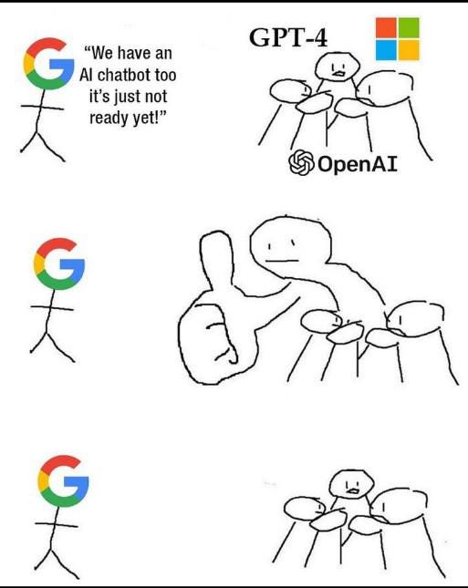 Reddit's Big Thumb Guy meme about Google's AI chatbot