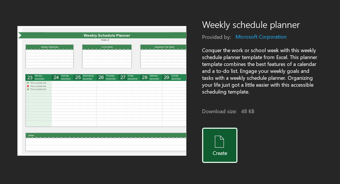 weekly schedule planner template