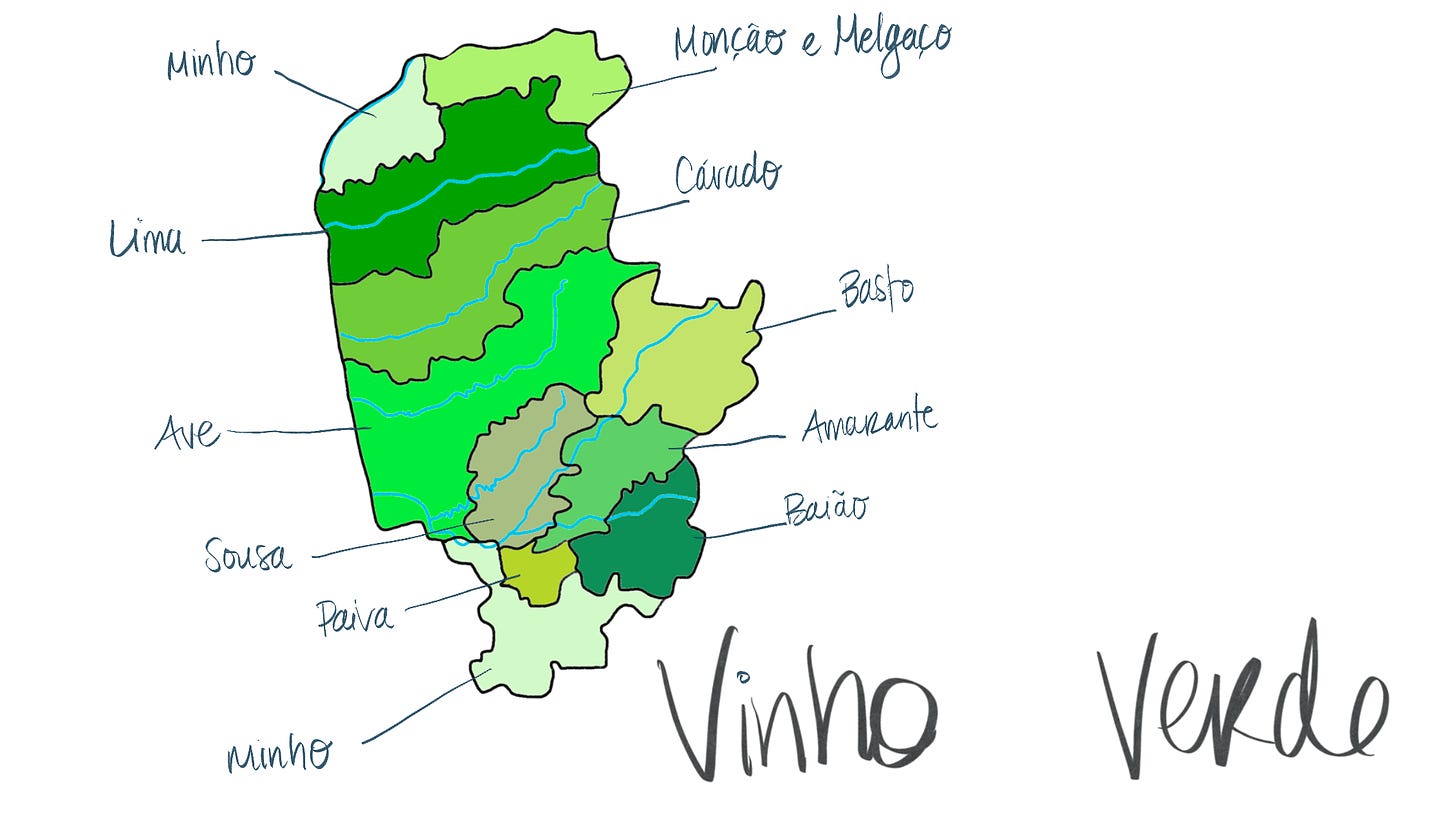 vinho verde wine region map by Kate of Survives on Wiine