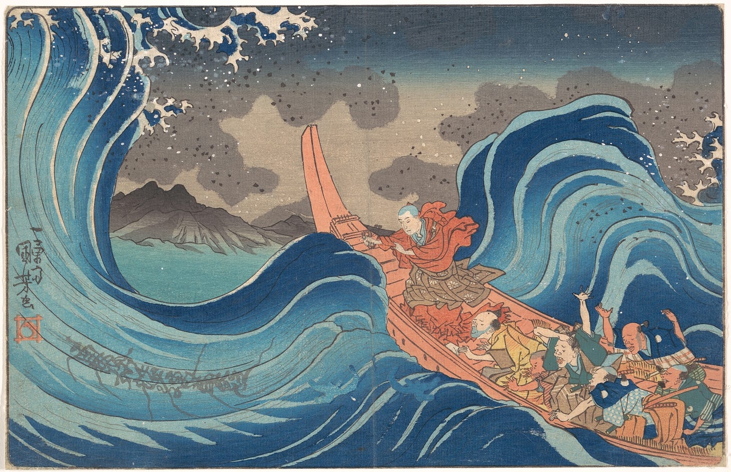 Utagawa Kuniyoshi | Monk Nichiren Calming the Stormy Sea | Japan | Edo ...