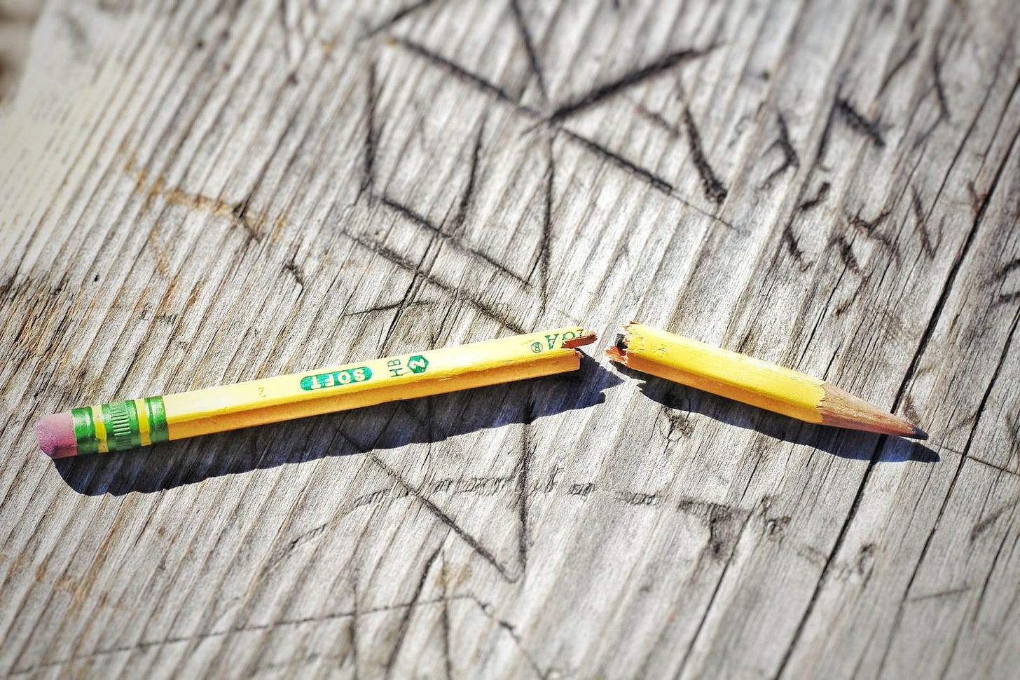 Broken yellow pencil