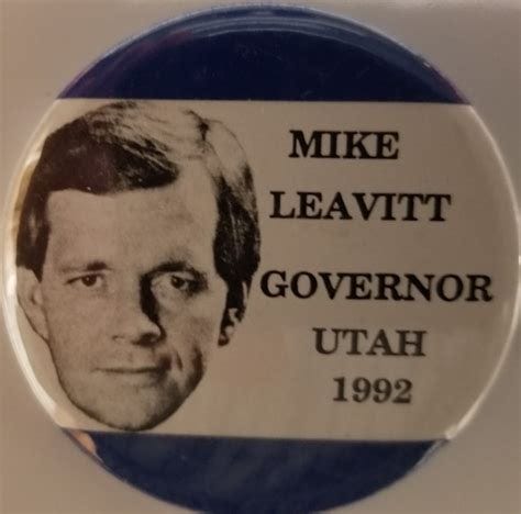 Utah Political Pin ~ Mike Leavitt, Governor of Utah 1992 - Eborn Books