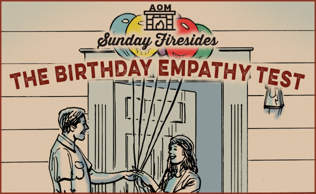 The Birthday Empathy Test, by Sunday Firesides and guy giving balloons to girl.