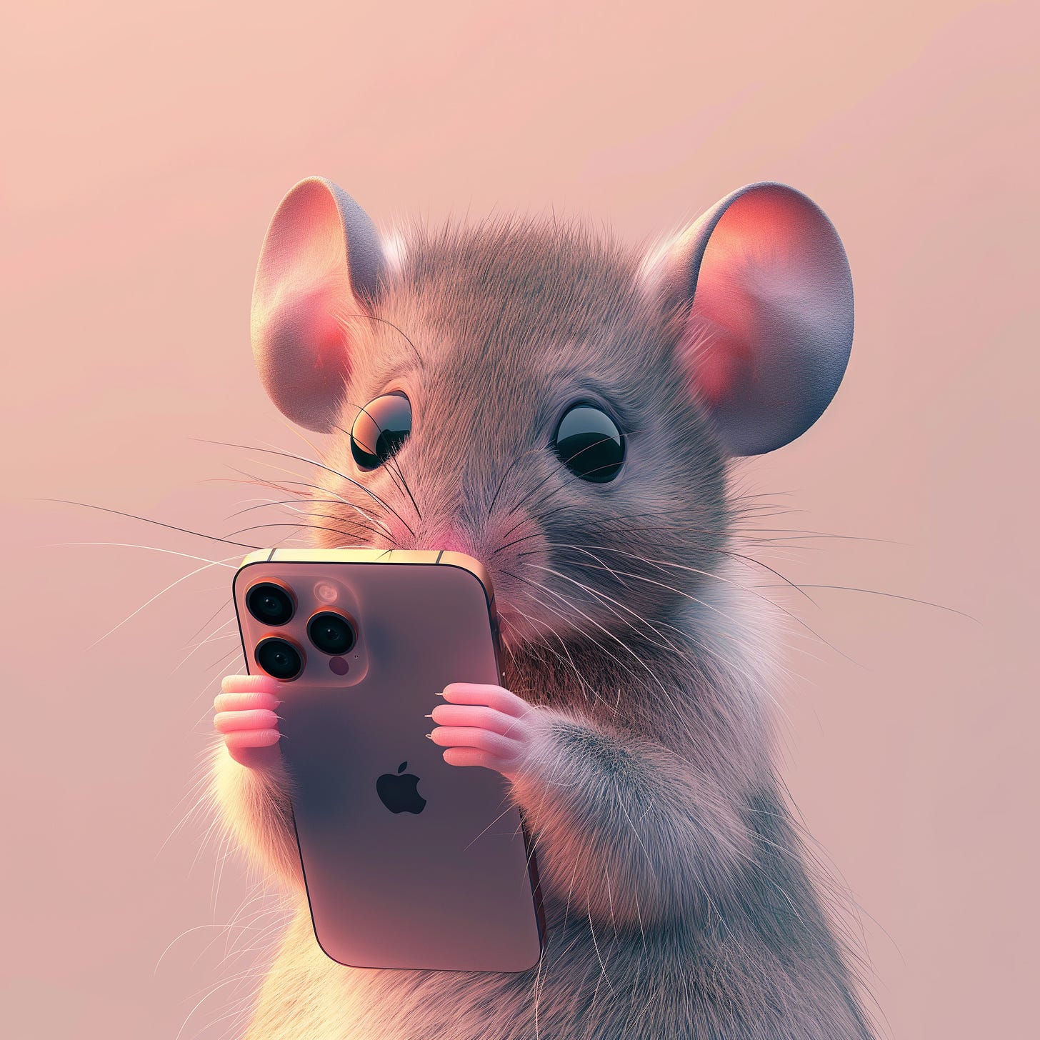 A mouse with iPhone 15 Pro Max