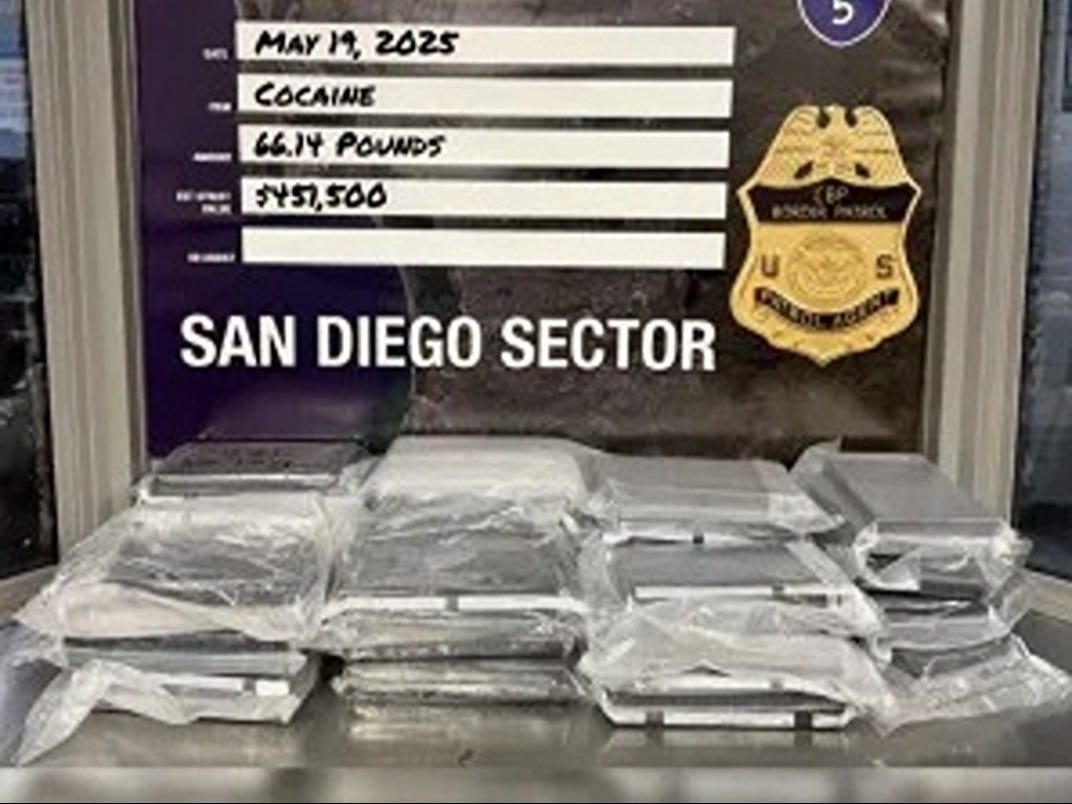 More than $451,000 worth of cocaine was found during an I-5 traffic stop on May 19, 2025. More than $451,000 worth of cocaine was found during an I-5 traffic stop on May 19, 2025.