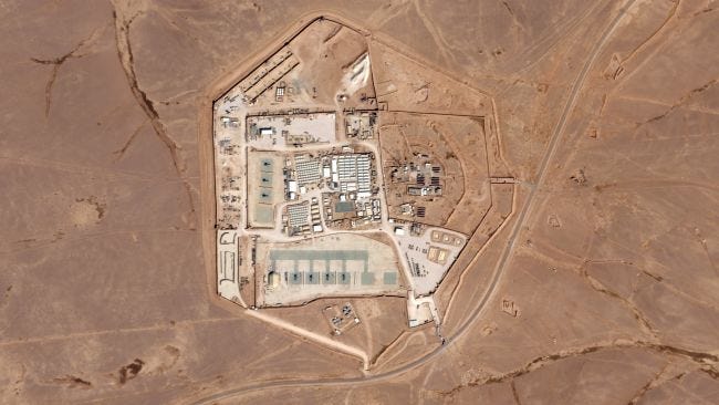 An aerial shot of the Tower 22 US military base.