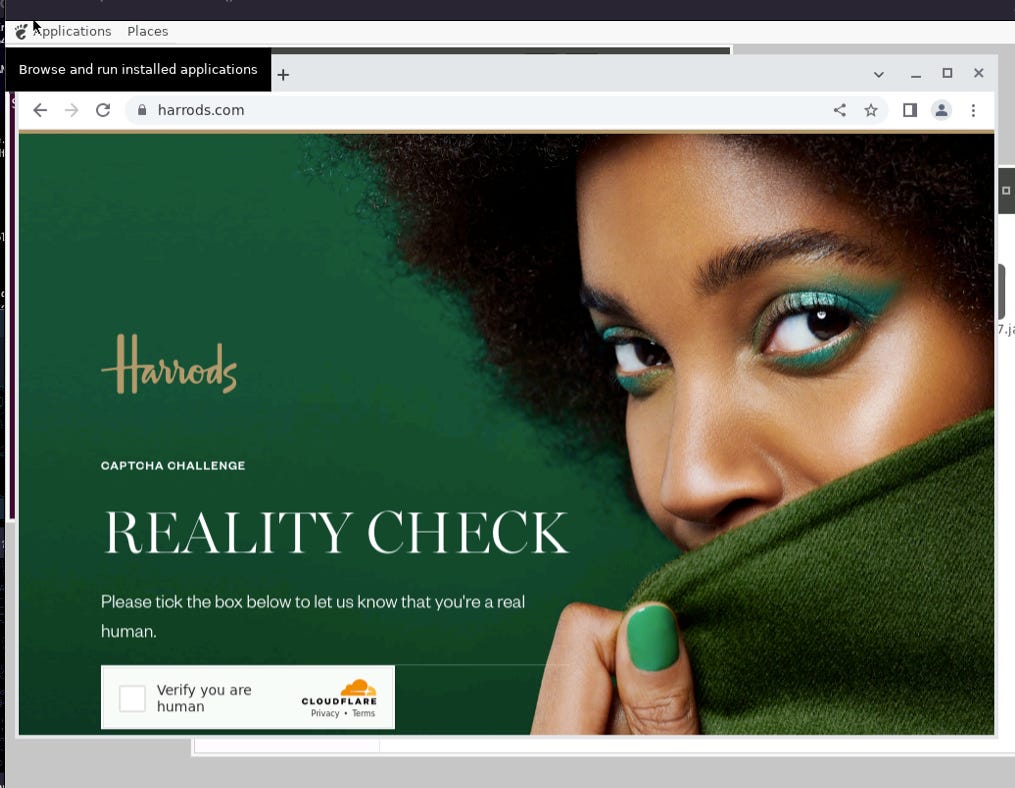 Browsing Harrods’s website from VM in AWS