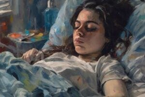 Painting of a young woman sleeping
