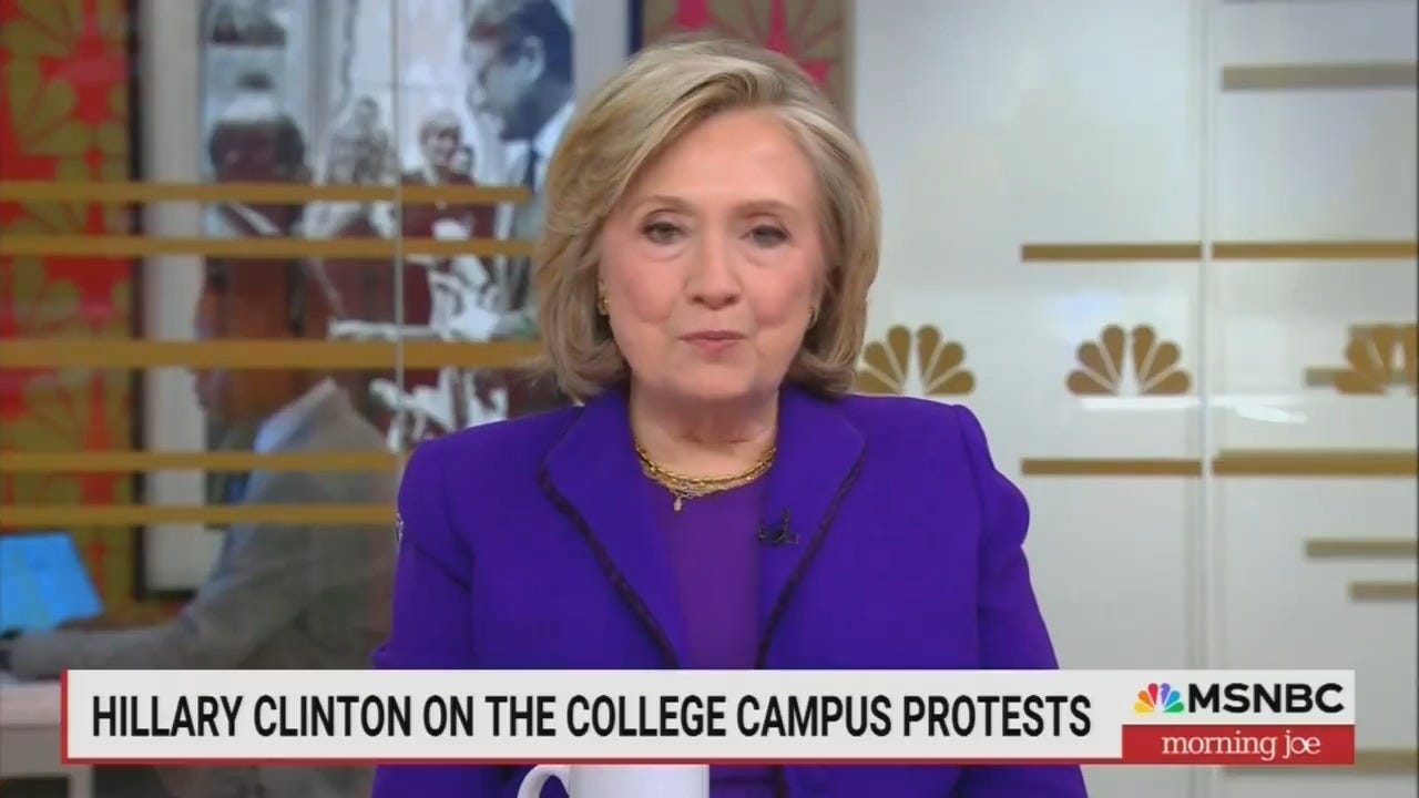 The Recount on X: "Hillary Clinton criticizes pro-Palestinian protests and  says many young people she's spoken to “don't know very much at all about  the history of the Middle East or, frankly,