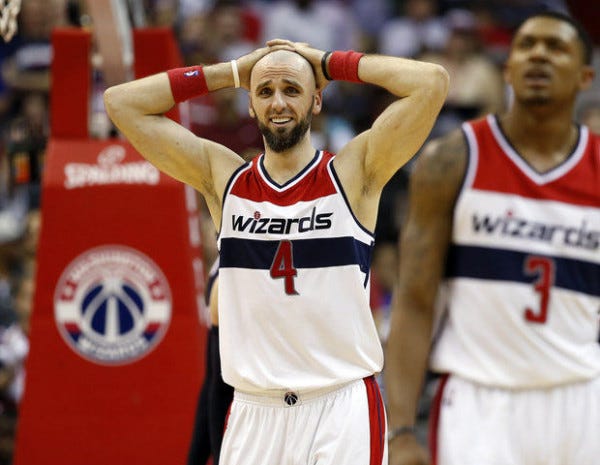 wizards marcin gortat reacts to losing to hawks nba playoffs 2015