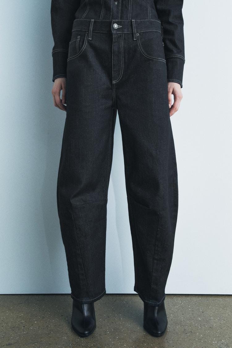 Zara ZW COLLECTION MID-RISE BALLOON JEANS - Blue - Image 2