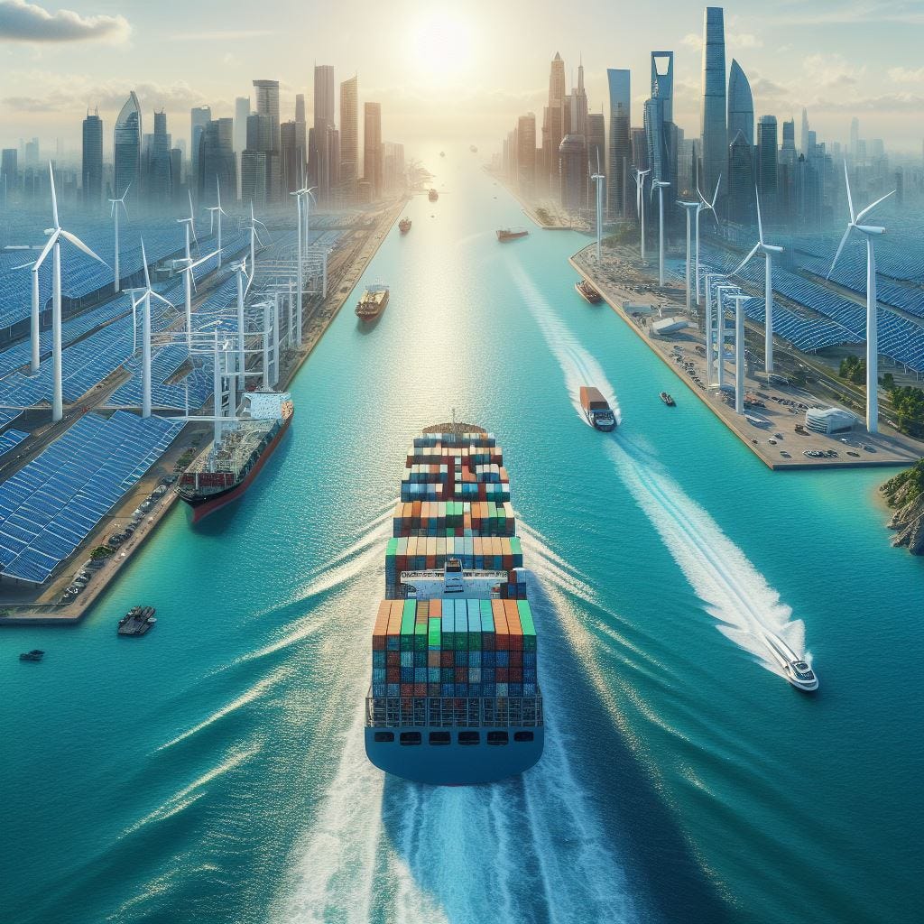 Container ships sailing towards a more green world