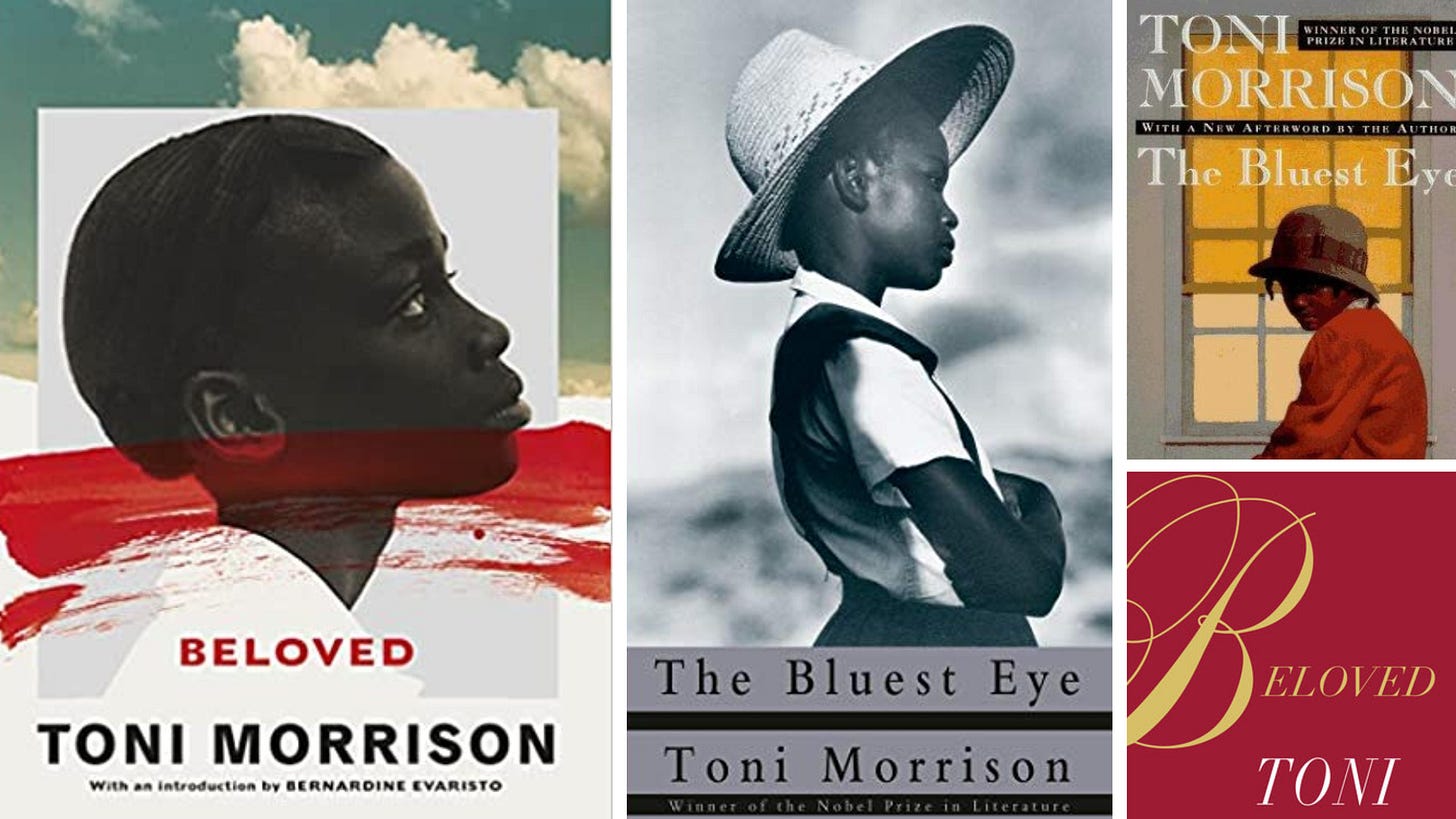 Book covers for Toni Morrison Beloved and The Bluest Eye