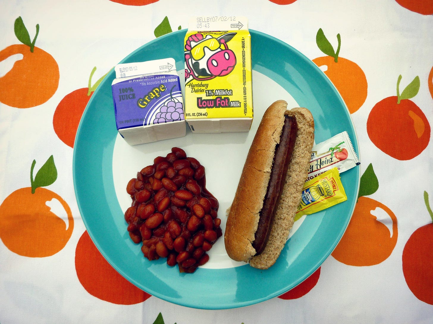 School lunch on a plate