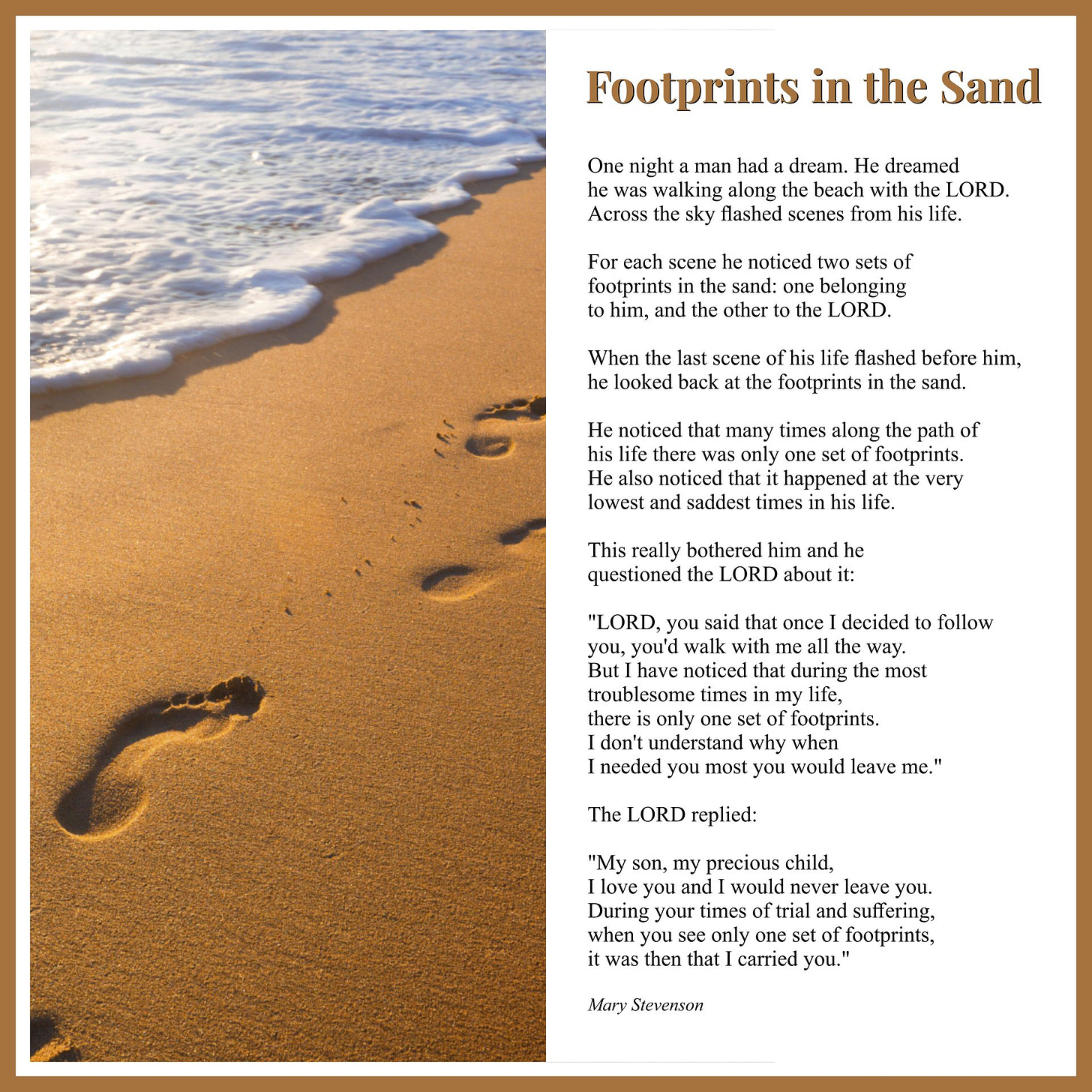 Footprints in the Sand Poem Printable Version