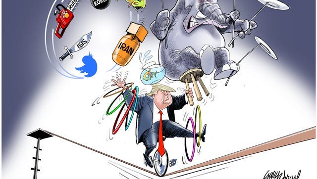 Cartoonist Gary Varvel: President Trump the juggler