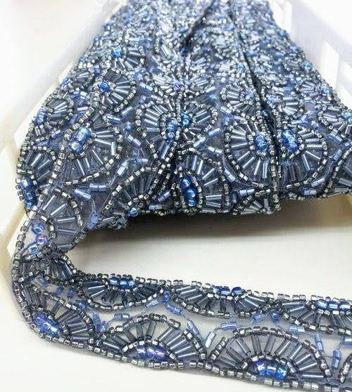 expensive blue beaded trim