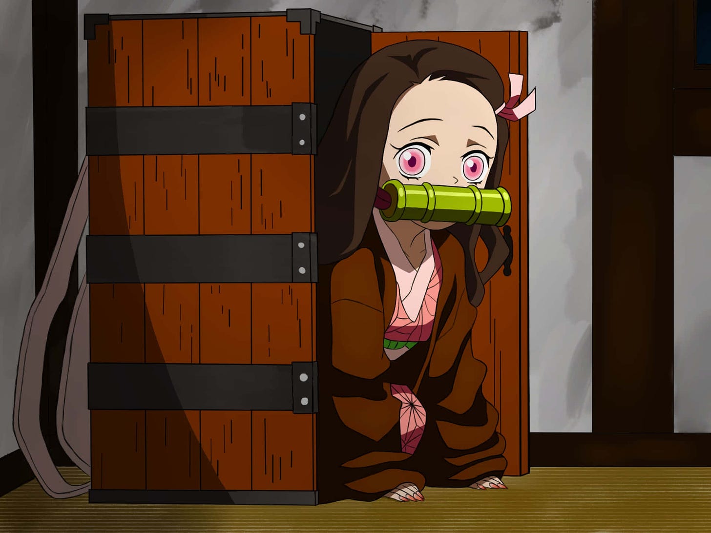 Download Manga Anime Cute Nezuko Kamado Peeks From Box Wallpaper |  Wallpapers.com