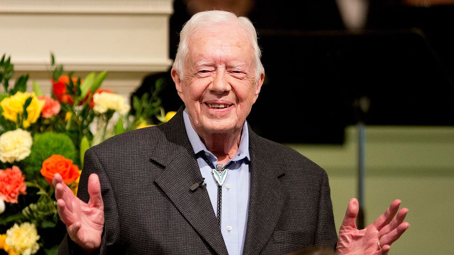 Former President Jimmy Carter teaches a Sunday school class at the Maranatha Baptist Church in his hometown of Plains, Georgia, on August 23, 2015.