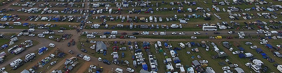 At 400m above ground level, the drone footage was still unable to capture the entire northern end of the campground. 