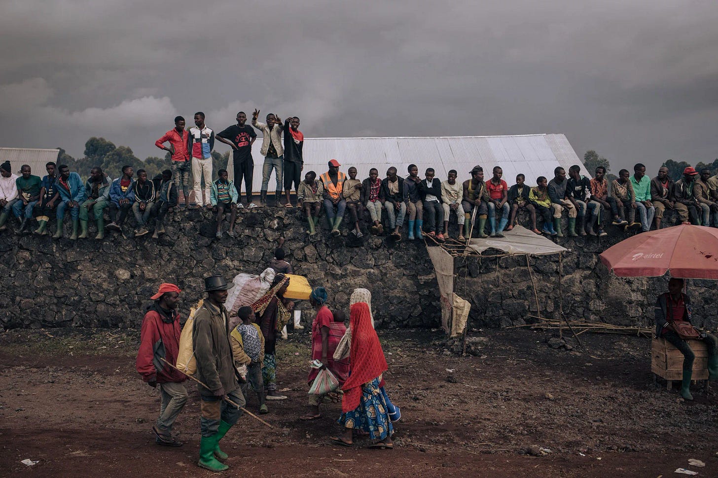 War-displaced people at the informal camp of Kanyaruchinya,&nbsp;eastern Democratic Republic of Congo.