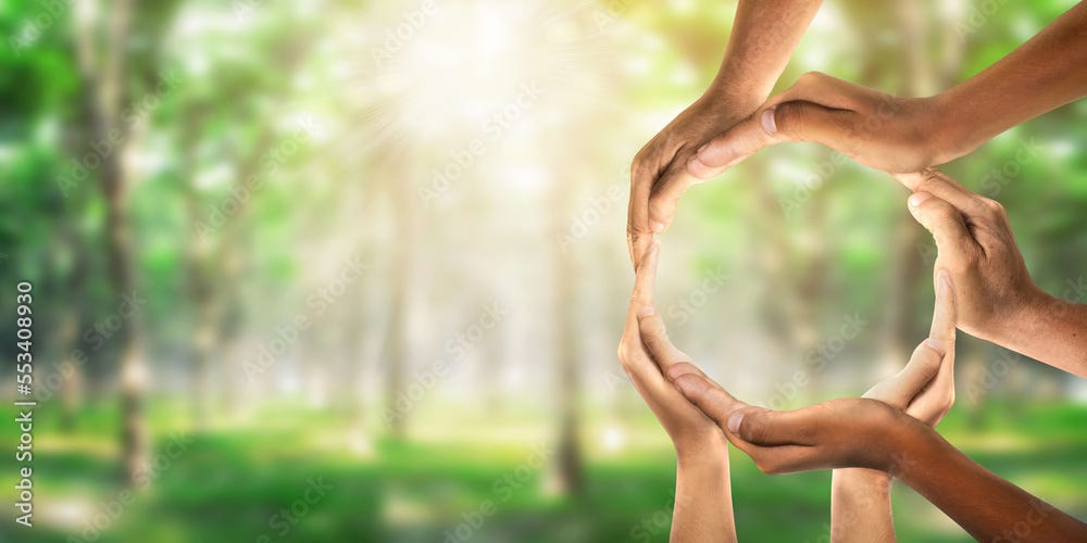 International Human Solidarity Day concept: Human hands in shape of circle.  Unity, world peace concept. World environment day on forest nature  background. Unity, world peace, World environment day. Stock Photo | Adobe