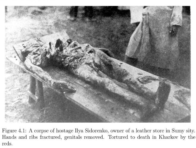 Image of corpse Bolsheviks tortured to death by the Bolsheviks