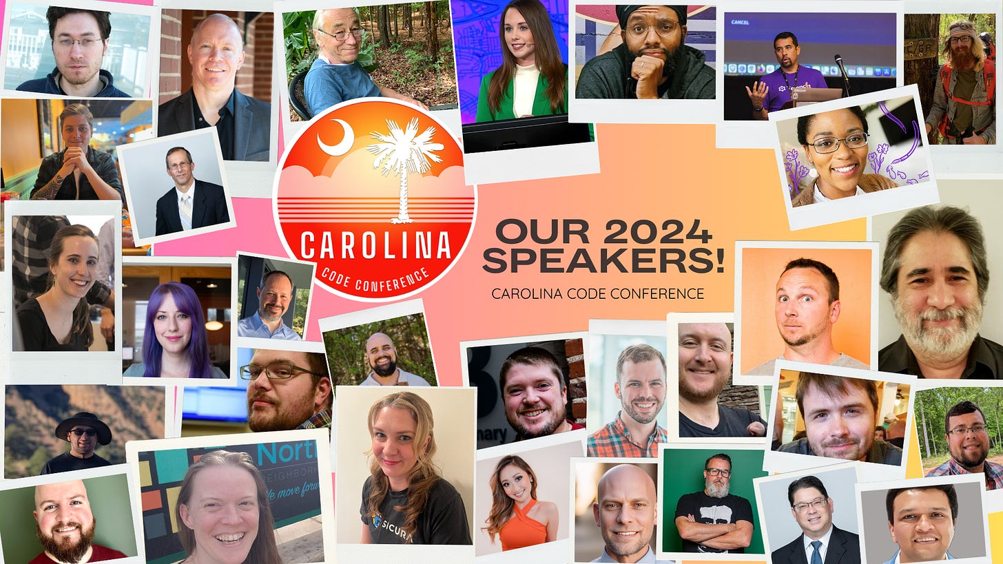 Our 2024 Speakers for the Carolina Code Conference!