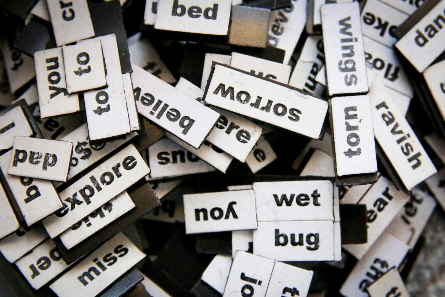 pile of random word tiles