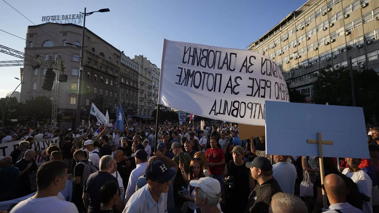 People attend a protest against pollution and the exploitation of a lithium mine in the country, in Belgrade, Serbia, Saturday, Aug. 10, 2024.  - Sputnik International, 1920, 12.08.2024