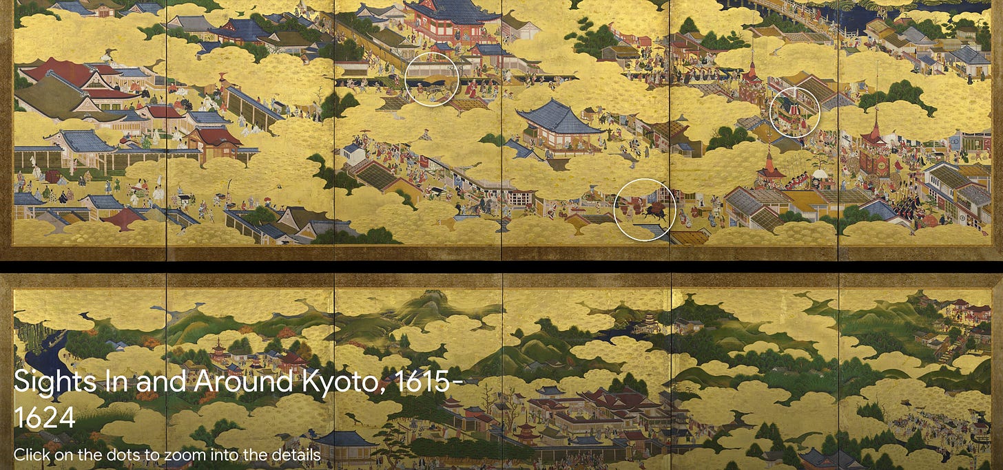 Google arts & culture: Sights In and Around Kyoto, 1615 - 1624.