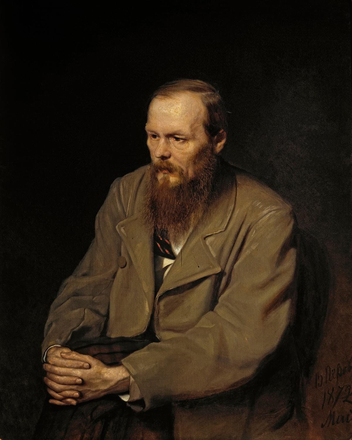  Portrait of Fyodor Dostoevsky, 1872, by Vasily Perov. Oil on canvas. Tretyakov Gallery, Moscow. (Public Domain)