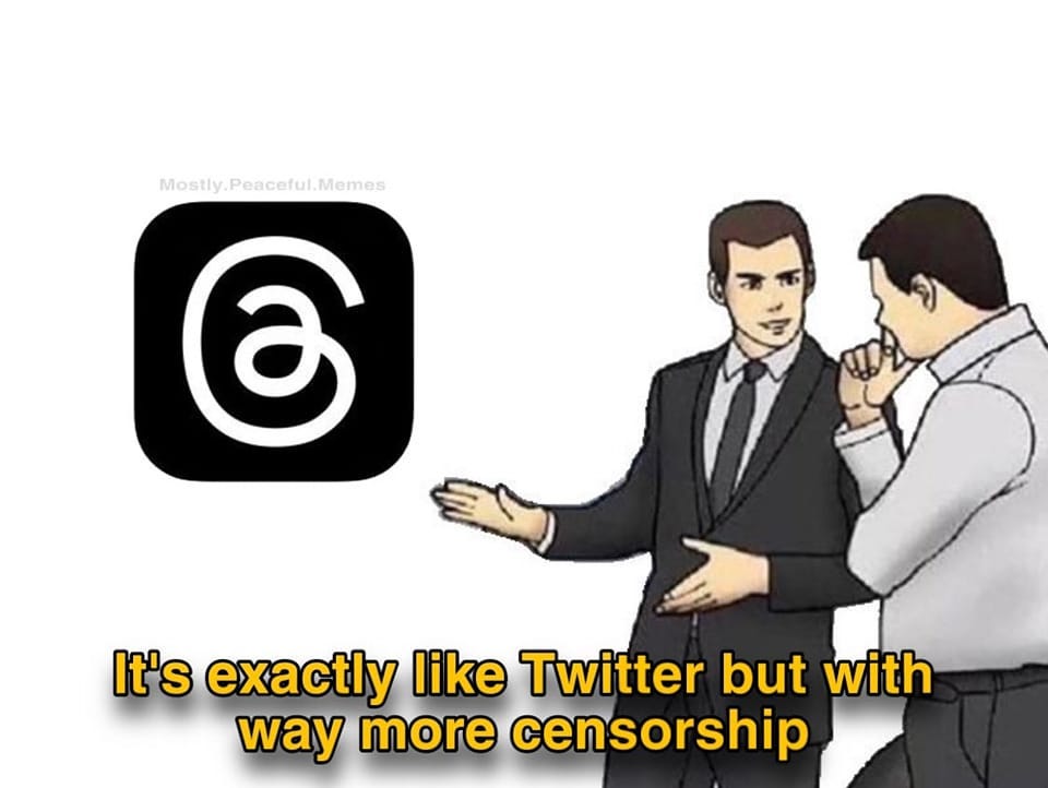 May be an image of text that says 'Mostly.Peaceful.Memes It's exactly like Twitter but with way more censorship'