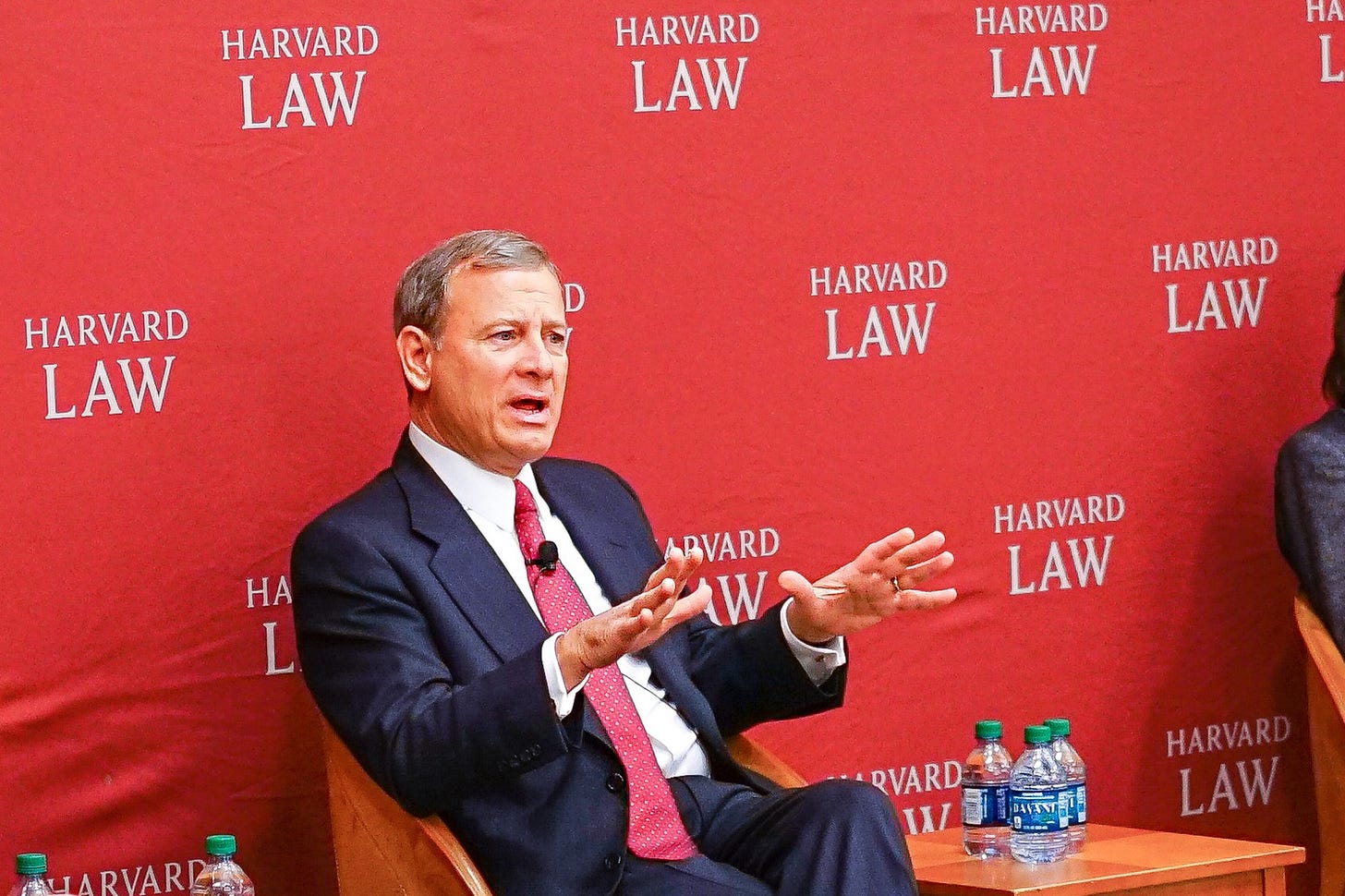 John Roberts, one of Harvard’s four Supreme Court Justices, was photographed at Harvard Law School.