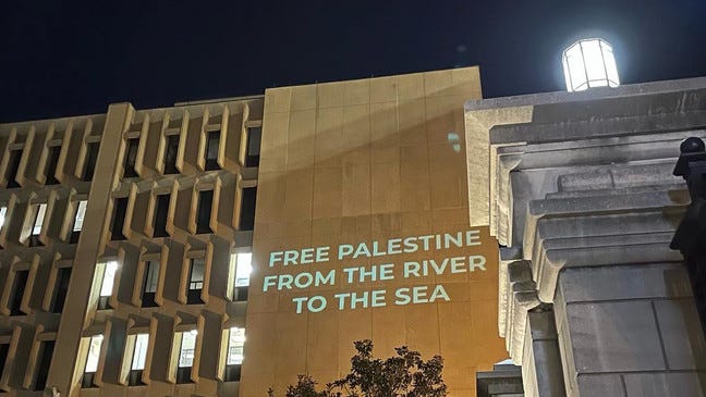 Accusations of anti-Semitism on GWU campus after projection of  pro-Palestine messages | WJLA
