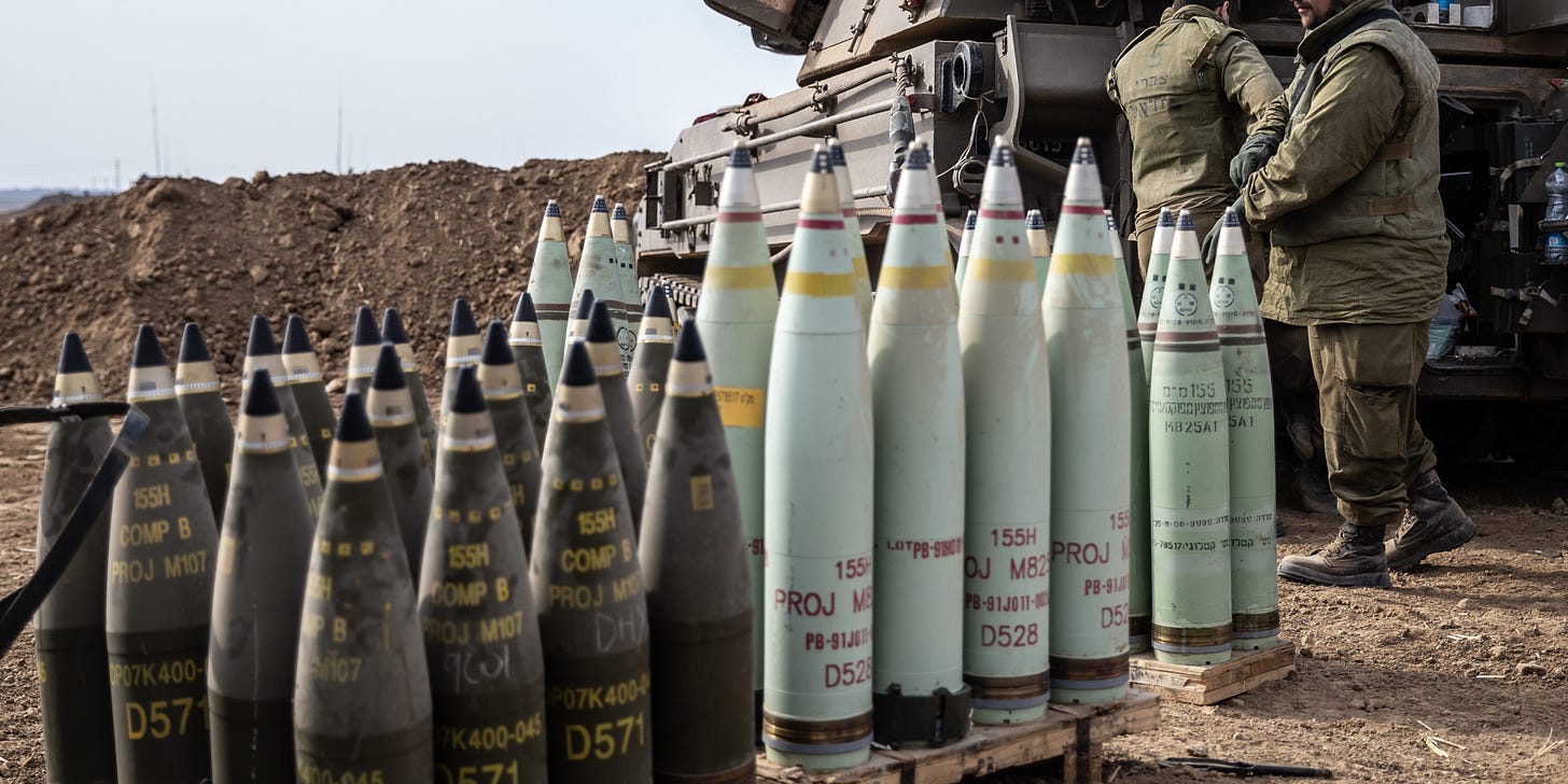 SDEROT, ISRAEL - OCTOBER 09: A view of M825 and M825A1 artillery shells labeled D528, the US Department of Defense Identification Code for "white phosphorus-based munitions" in Sderot, Israel on October 09, 2023. Amnesty International said in a statement that the organization's Crisis Response Programme has collected compelling evidence documenting Israel's use of white phosphorus shells in Gaza. Videos and photographs taken by AA photojournalist verified by the organization's Crisis Evidence Lab show that Israel has used white phosphorus bombs in Gaza since October 7." (Photo by Mostafa Alkharouf/Anadolu via Getty Images)