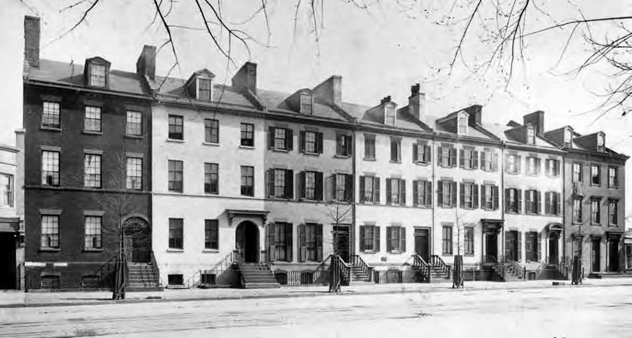 the Navy Department headquarters was in one of the Six Buildings (a seventh on the far right was later added) on Pennsylvania Avenue