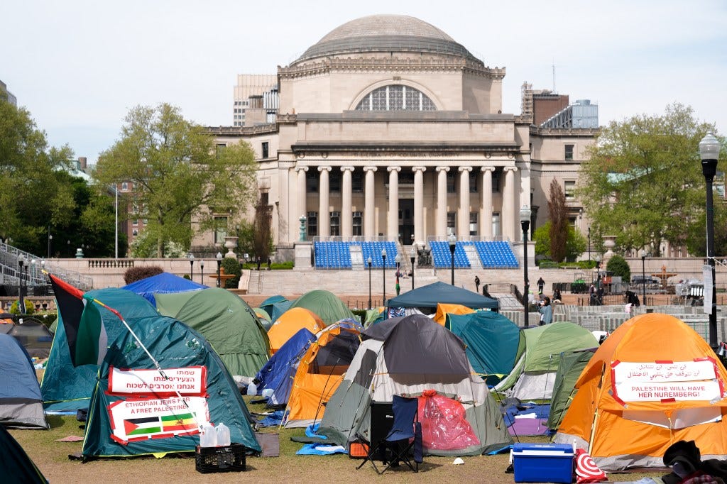 Columbia campus encampment on quad