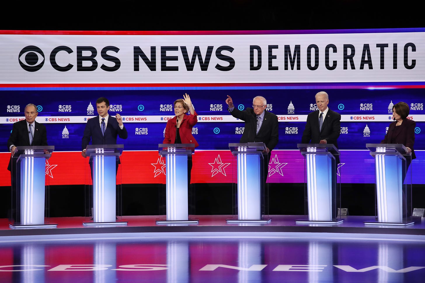 Democratic presidential primary debate at the Charleston Gaillard Center on February 25, 2020. (Photo by Win McNamee/Getty Images)