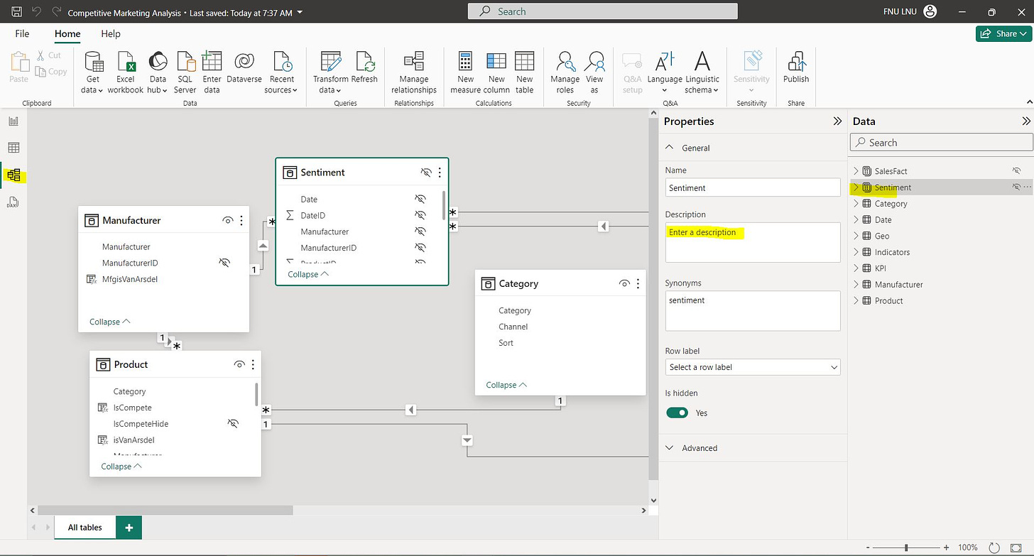 Adding descriptions in Power BI