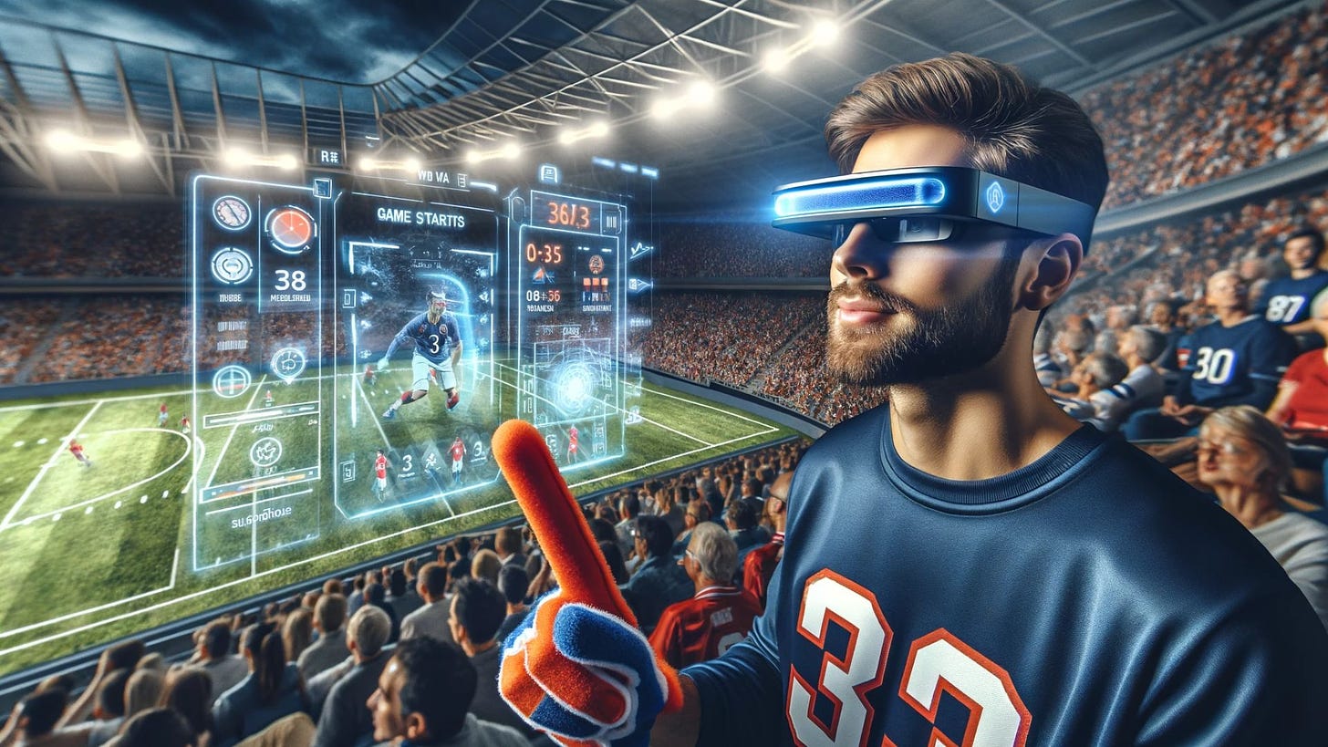 sports fan using ar technology during a game