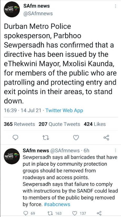 Durban Metro Police Spokesperson Condemns Private Communities and Security Defending Themselves Ending the Riots
