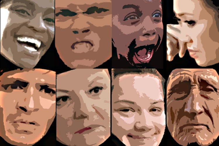 The 16 facial expressions most common to emotional situations worldwide |  Berkeley News